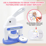 Maxbell Button Maker Machine Toys Badge Punch Press Kit for Children Boys Girls Kids Blue