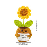 Maxbell Artificial Flower Pot Small Potted Knitted Flower Handmade Crochet Sunflower Yellow Pot 7cmx13cm