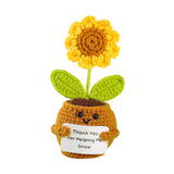 Maxbell Artificial Flower Pot Small Potted Knitted Flower Handmade Crochet Sunflower Yellow Pot 7cmx13cm