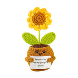Maxbell Artificial Flower Pot Small Potted Knitted Flower Handmade Crochet Sunflower Yellow Pot 7cmx13cm