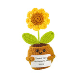 Maxbell Artificial Flower Pot Small Potted Knitted Flower Handmade Crochet Sunflower Yellow Pot 7cmx13cm