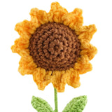 Maxbell Artificial Flower Pot Small Potted Knitted Flower Handmade Crochet Sunflower White Pot 7cmx15cm
