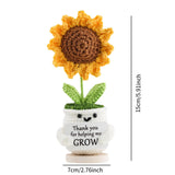 Maxbell Artificial Flower Pot Small Potted Knitted Flower Handmade Crochet Sunflower White Pot 7cmx15cm