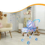 Maxbell Baby Doll Stroller for Dolls Dollhouse Decoration with Canopy Role Play Game