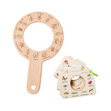 Maxbell Kids Wooden Learning Toy Education Toy Portable Sturdy with Magnifying Glass Round