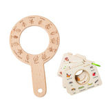 Maxbell Kids Wooden Learning Toy Education Toy Portable Sturdy with Magnifying Glass Round