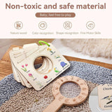 Maxbell Kids Wooden Learning Toy Education Toy Portable Sturdy with Magnifying Glass Round