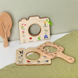 Maxbell Kids Wooden Learning Toy Education Toy Portable Sturdy with Magnifying Glass Square