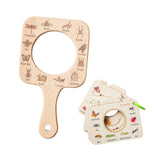 Maxbell Kids Wooden Learning Toy Education Toy Portable Sturdy with Magnifying Glass Square