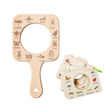 Maxbell Kids Wooden Learning Toy Education Toy Portable Sturdy with Magnifying Glass Square