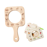 Maxbell Kids Wooden Learning Toy Education Toy Portable Sturdy with Magnifying Glass Square