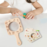 Maxbell Kids Wooden Learning Toy Education Toy Portable Sturdy with Magnifying Glass Square