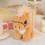 Maxbell Plush Horse Keychain Birthday Gift Decoration Mini Plush Toy Pendant Key Ring Brown