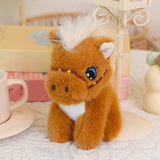 Maxbell Plush Horse Keychain Birthday Gift Decoration Mini Plush Toy Pendant Key Ring Dark Brown