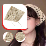 Maxbell Women Crochet Bandana Photo Props Fashion Decoration Gifts Triangle Headwrap Beige