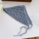 Maxbell Women Crochet Bandana Photo Props Fashion Decoration Gifts Triangle Headwrap Blue
