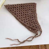Maxbell Women Crochet Bandana Photo Props Fashion Decoration Gifts Triangle Headwrap Khaki