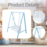 Maxbell 1/12 Patio Swing Miniature Patio Porch Chair for Furnishings Micro Landscape blue and white