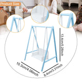 Maxbell 1/12 Patio Swing Miniature Patio Porch Chair for Furnishings Micro Landscape blue and white