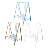 Maxbell 1/12 Patio Swing Miniature Patio Porch Chair for Furnishings Micro Landscape blue and white