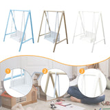 Maxbell 1/12 Patio Swing Miniature Patio Porch Chair for Furnishings Micro Landscape blue and white