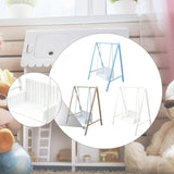 Maxbell 1/12 Patio Swing Miniature Patio Porch Chair for Furnishings Micro Landscape blue and white