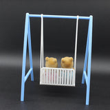 Maxbell 1/12 Patio Swing Miniature Patio Porch Chair for Furnishings Micro Landscape blue and white