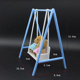 Maxbell 1/12 Patio Swing Miniature Patio Porch Chair for Furnishings Micro Landscape blue and white