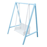 Maxbell 1/12 Patio Swing Miniature Patio Porch Chair for Furnishings Micro Landscape blue and white