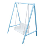 Maxbell 1/12 Patio Swing Miniature Patio Porch Chair for Furnishings Micro Landscape blue and white