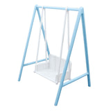 Maxbell 1/12 Patio Swing Miniature Patio Porch Chair for Furnishings Micro Landscape blue and white