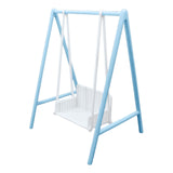 Maxbell 1/12 Patio Swing Miniature Patio Porch Chair for Furnishings Micro Landscape blue and white