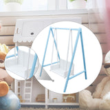 Maxbell 1/12 Patio Swing Miniature Patio Porch Chair for Furnishings Micro Landscape blue and white