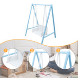 Maxbell 1/12 Patio Swing Miniature Patio Porch Chair for Furnishings Micro Landscape blue and white