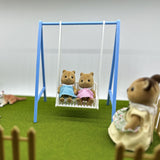 Maxbell 1/12 Patio Swing Miniature Patio Porch Chair for Furnishings Micro Landscape blue and white