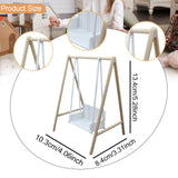 Maxbell 1/12 Patio Swing Miniature Patio Porch Chair for Furnishings Micro Landscape wood and white