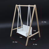 Maxbell 1/12 Patio Swing Miniature Patio Porch Chair for Furnishings Micro Landscape wood and white