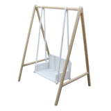 Maxbell 1/12 Patio Swing Miniature Patio Porch Chair for Furnishings Micro Landscape wood and white