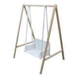 Maxbell 1/12 Patio Swing Miniature Patio Porch Chair for Furnishings Micro Landscape wood and white