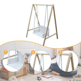 Maxbell 1/12 Patio Swing Miniature Patio Porch Chair for Furnishings Micro Landscape wood and white