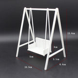 Maxbell 1/12 Patio Swing Miniature Patio Porch Chair for Furnishings Micro Landscape white