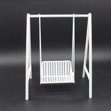 Maxbell 1/12 Patio Swing Miniature Patio Porch Chair for Furnishings Micro Landscape white