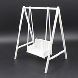 Maxbell 1/12 Patio Swing Miniature Patio Porch Chair for Furnishings Micro Landscape white