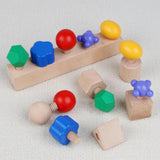 Maxbell 5 Pieces Wooden Nuts and Bolts Staking Toys Insert Blocks Screw for Children