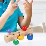 Maxbell 5 Pieces Wooden Nuts and Bolts Staking Toys Insert Blocks Screw for Children