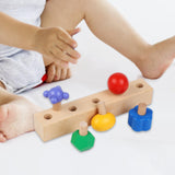 Maxbell 5 Pieces Wooden Nuts and Bolts Staking Toys Insert Blocks Screw for Children