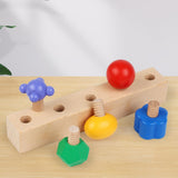 Maxbell 5 Pieces Wooden Nuts and Bolts Staking Toys Insert Blocks Screw for Children