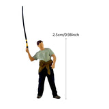 Maxbell 1/64 Scale Male Angler Figure Photography Props Decoration Fishing Character Casting Fishing Rod