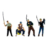 Maxbell 1/64 Scale Male Angler Figure Photography Props Decoration Fishing Character Casting Fishing Rod