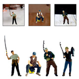 Maxbell 1/64 Scale Male Angler Figure Photography Props Decoration Fishing Character Casting Fishing Rod